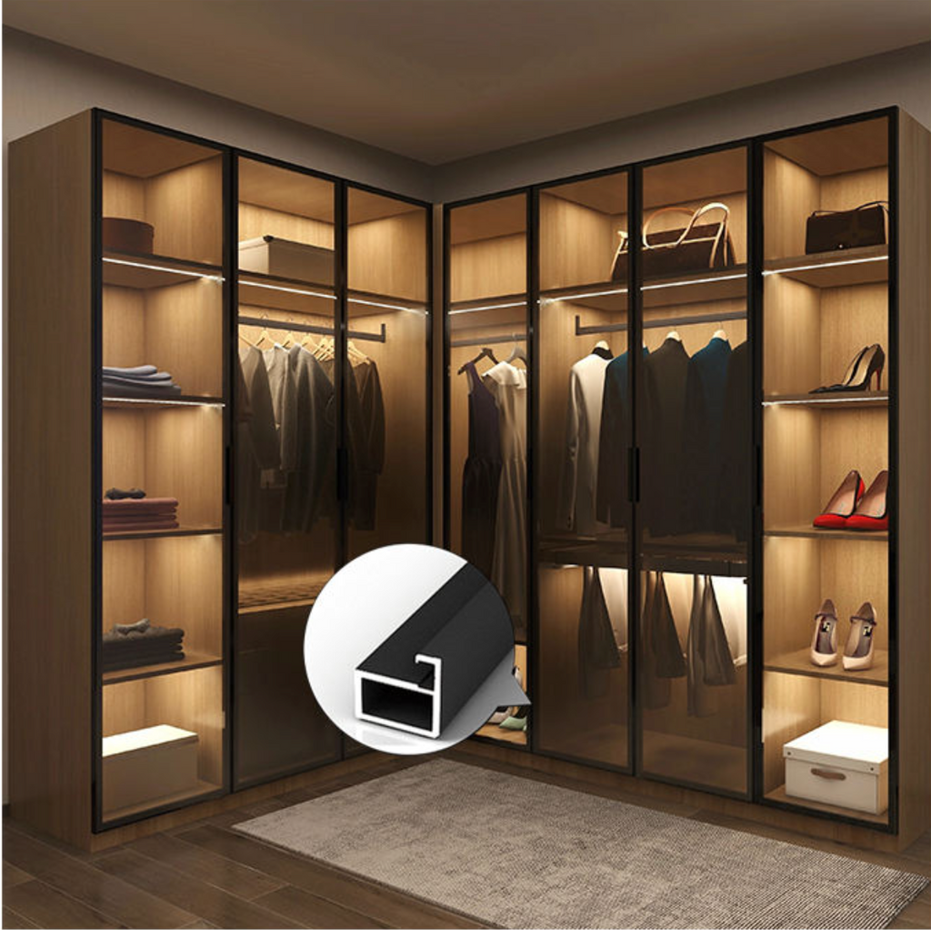 Modern Glass Display Cabinet with Sliding Doors