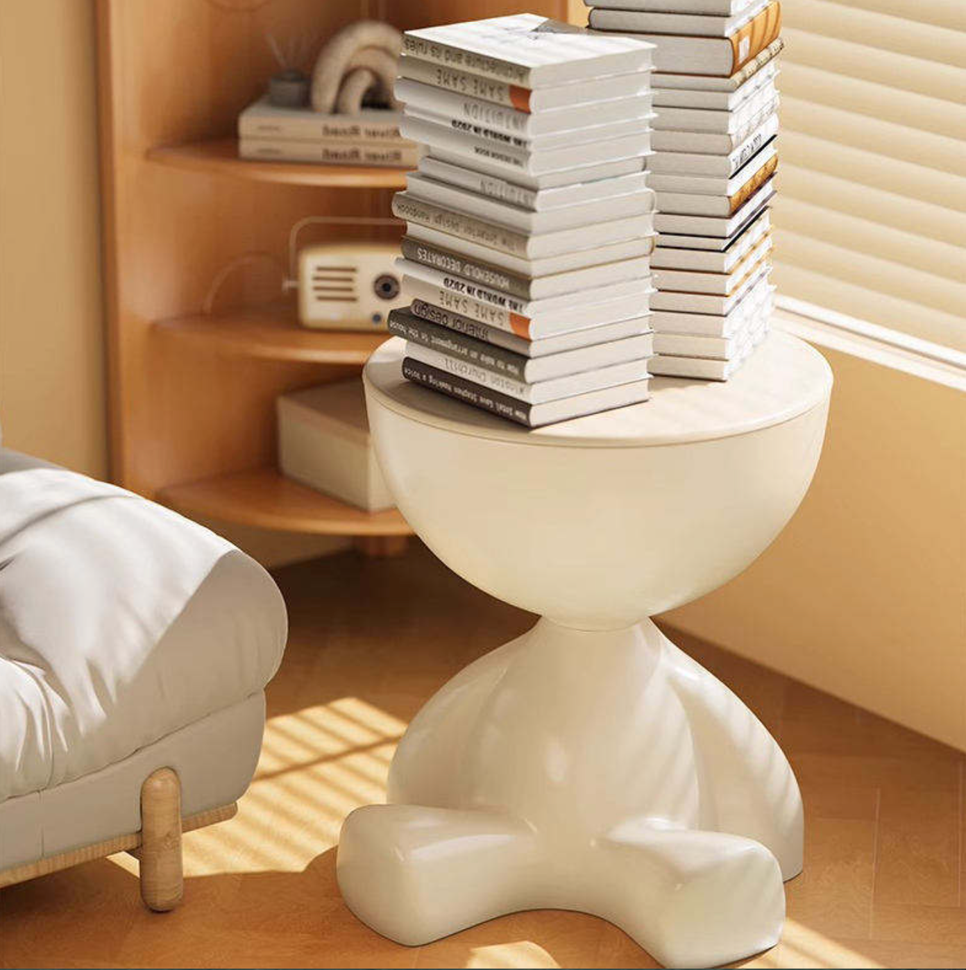 Modern Small Side Table – Minimalist Flat-Top Accent Table for Sofa, Bedroom & Living Room, Space-Saving Bedside Table