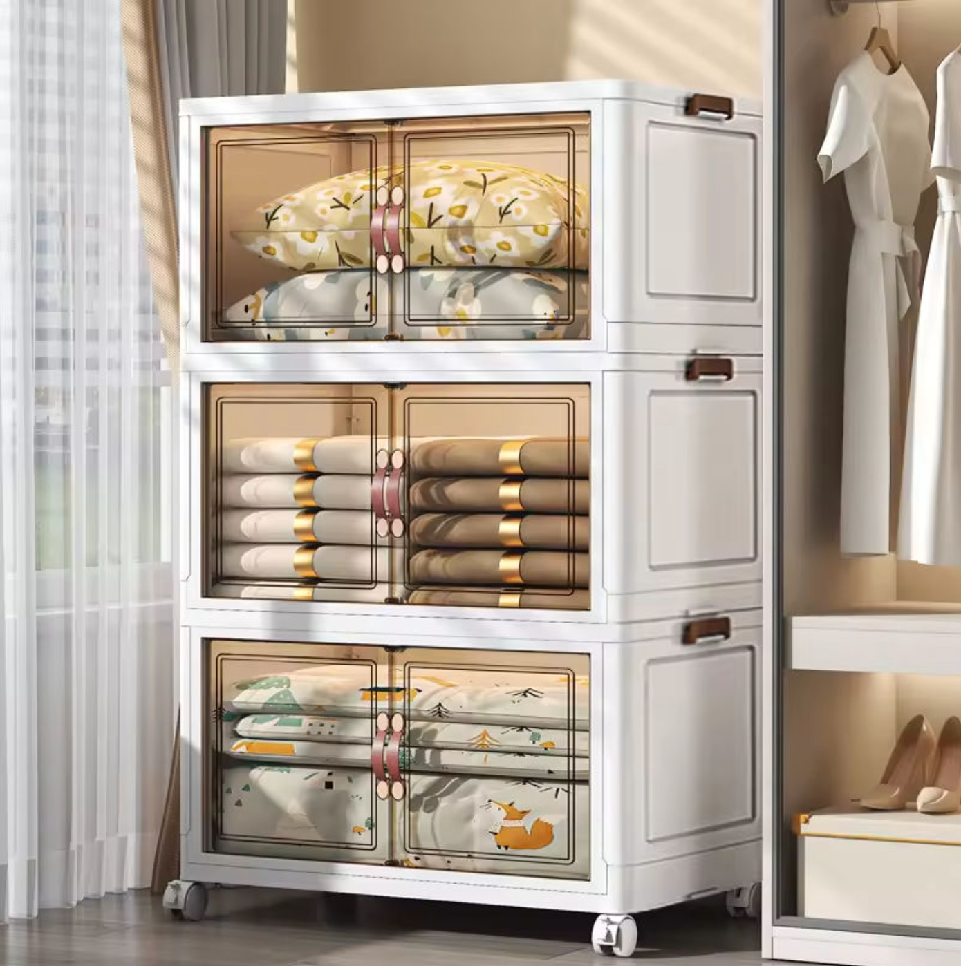 Foldable Transparent Wardrobe Storage Cabinet