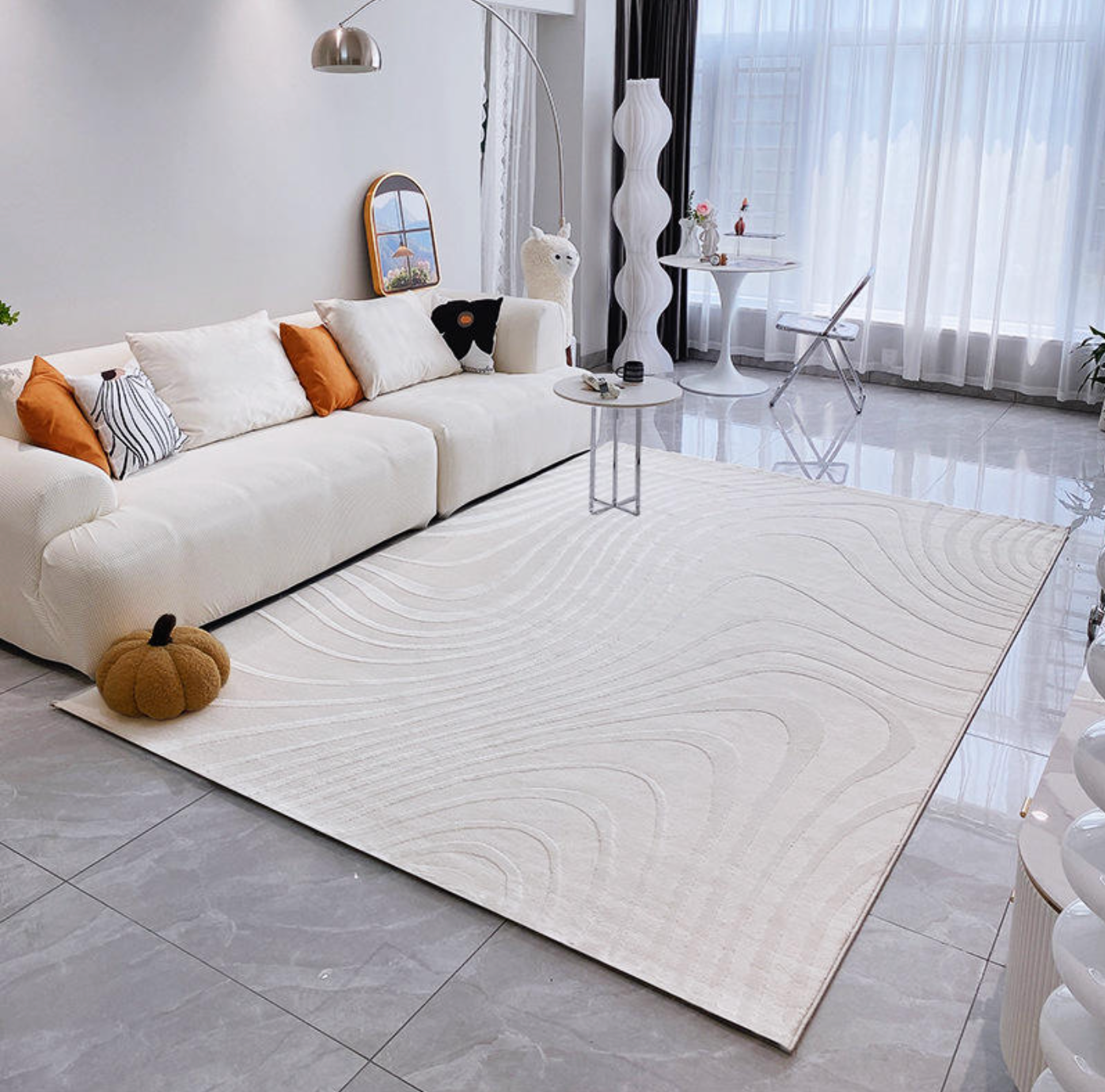 Modern Beige Sofa – Minimalist Contemporary Living Room Couch, Comfortable Upholstered Lounge Furniture