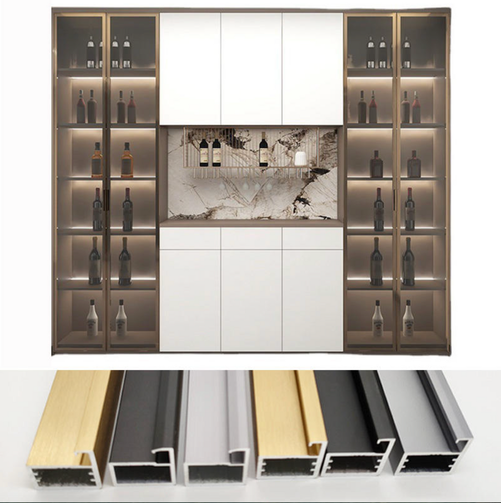 Modern Glass Display Cabinet with Sliding Doors